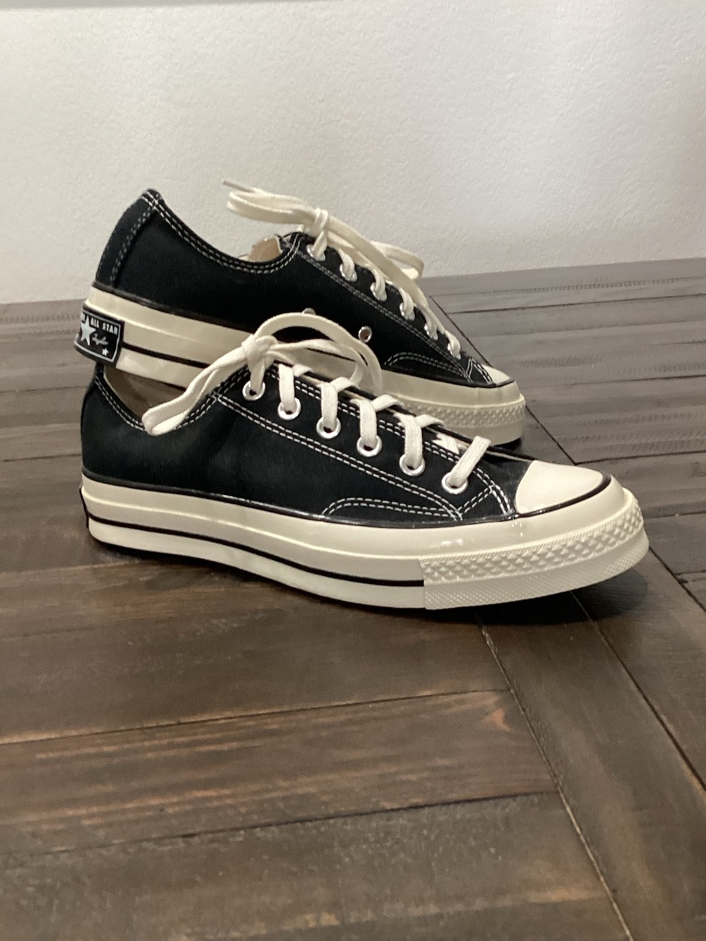 Converse Black Canvas Low-Top Sneakers with White Accents - Picture 2 of 7